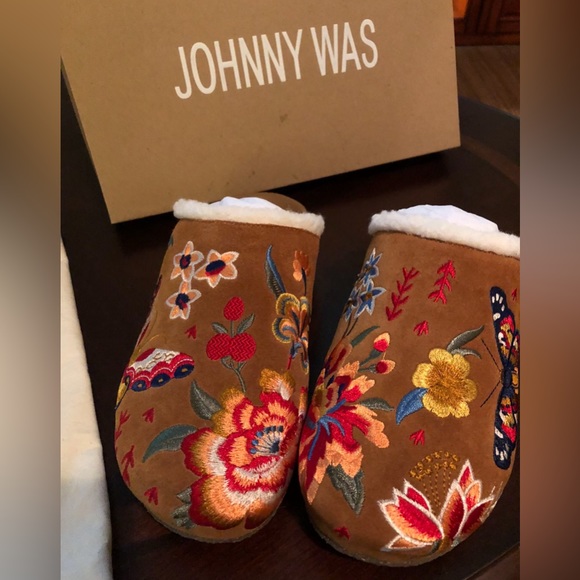 NEW JOHNNY WAS women's embroidered taline mule in cognac - Picture 5 of 7